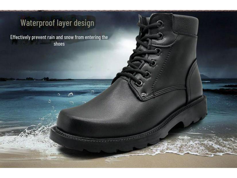 Men's Genuine Leather Winter Boots - Non-Slip, Thickened Cowhide and Wool for Cold Protection