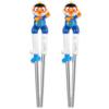 Edison Pororo Stainless Steel Correction Chopsticks, Level 2, for Right Hand, Blue (police), 2 Pieces
