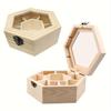 1pc Unfinished Wooden Jewellery Box Hexagonal DIY Trinket Storage Box Blank Letter Manager 7 Compartments Transparent Top Craft Gift