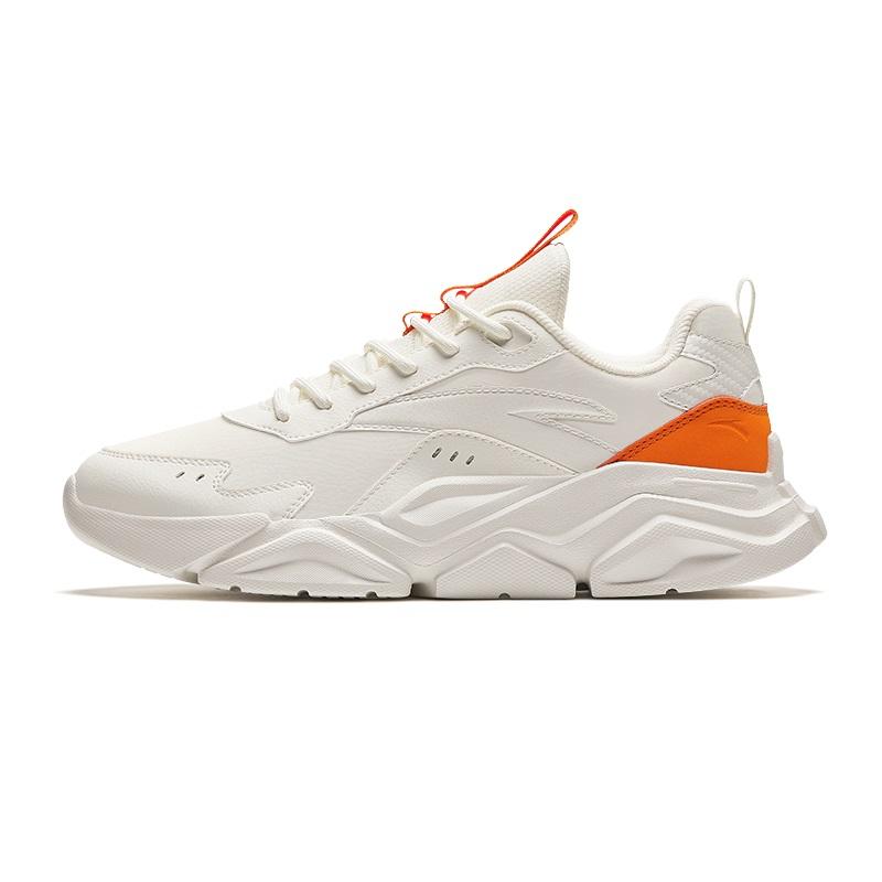 Anta Classic Versatile Shock Absorbing Wear Resistant Low Top Casual Shoes Men Sneaker White Orange 912538809F-7