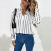 Comfortable Tops Woman Clothing Fashion Casual Tops Shirts Fashionable and Casual Temperament Career Women's Loose Lapel White Striped Shirt