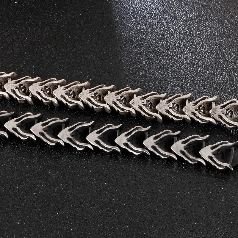 17MM Keel Chain Bracelet For Men Old Silver Color Stainless Steel Men's Bracelets Accessories Vintage Bikers Jewelry Armband