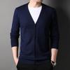 Cozy Up New Spring Autumn Knitted Cardigan Men Solid Color V Neck Slim Fit Sweatercoat Fashiion Casual Single Breasted Cardigan Sweaters
