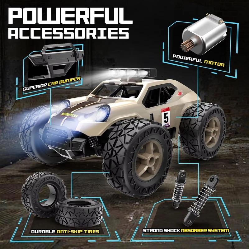 New High Speed RC Car Drift Truck LED Light 2WD 25KM/H High Speed Off-Road Racing Single Battery Long Life Suitable for Kids Toys Gifts