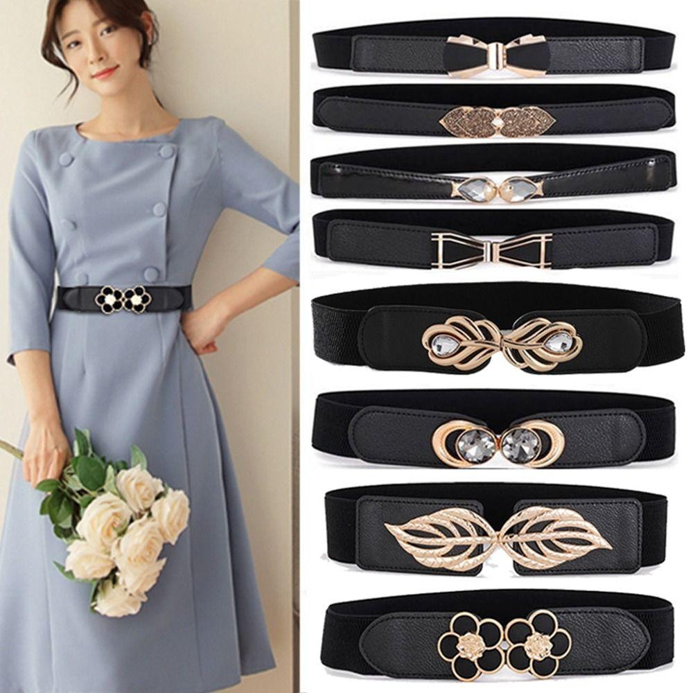 Elastic Buckle Wide Waist Belt Clothing Supplies Dress Strap Retro Waistband Women