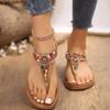 Bohemian Style Flat Sandals for Women Clip Toe Gladiator Sandals Woman Retro Summer Casual Beach Shoes Anti Slip Flip Flops 2024