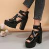 2024 Women Fish Mouth Platform High Heels Wedges Buckle Slope Sandals Female Peep Toe Sandals Woman Thick Heels Gladiator Sandals