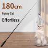 Retractable Cat Teaser Rod with Feather: Long, Bite-Resistant Fishing Wire Toy for Self-Play.