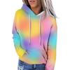 Women's Personalized Rainbow Tie-dye Hooded Sweatshirt Fashion Casual Long-sleeved Hooded Sweatshirt Street Trend Top