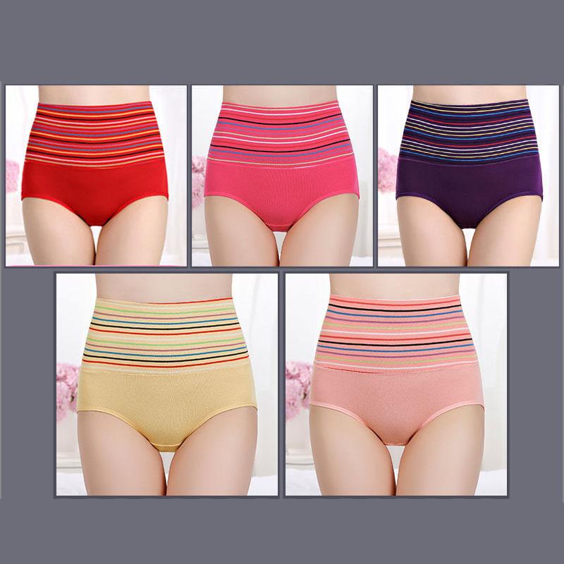 5PCS Women's High Waist Abdominal Panties Postpartum Shaping Sexy Buttocks Large Size Briefs