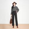 Women's Slim Fit Versatile Black Fleece-Lined Straight Leg Pants: Winter Slimming and Loose Casual Style.