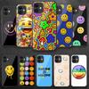 Smiley Face Pattern Tempered Glass Phone Case For iPhone Samsung Galaxy OnePlus Oppo Xiaomi Redmi Note S A 7 8 9 10 11 12 13 14 20 21 22 53 Pro Ultra