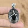 925 Silver Oval Natural Moroccan Mud Crack Fossil Mother Vintage Pendant Jewelry