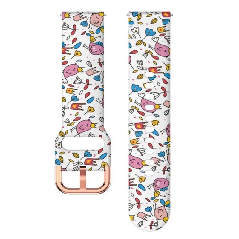 Силиконовый ремешок с принтом для Samsung galaxy watch 6 Classic-5-pro-4, спортивный браслет, ремешок 20 мм, 22 мм для Amazfit GTS/GTR/4/3/2e Mini