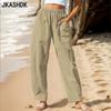 Women's Fashion Casual Solid Color Print High Waist Trousers Pants & Capris