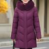Plus Size XL-6XL Winter Long Coat Female Outerwears Hooded Elegant Faux Fur Collar Loose Thick Warm Middle Age Woman Parka