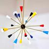 Mid Century Chandelier Fixture Black Center Ball Multicolored Arms Brass Elegance Light for Home Decoration