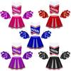 Girls Cheerleading Set Sleeveless Vest Cheers Print Pleated Skirt Tassel Flower Accessories