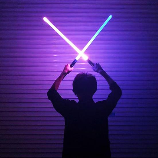 1/2Pcs RGB Lightsaber Alloy Handle Rechargeable Retractable Swing Dueling LED Light Up Stick Toy Cosplay Performance Prop Kids Movie Fans Gift