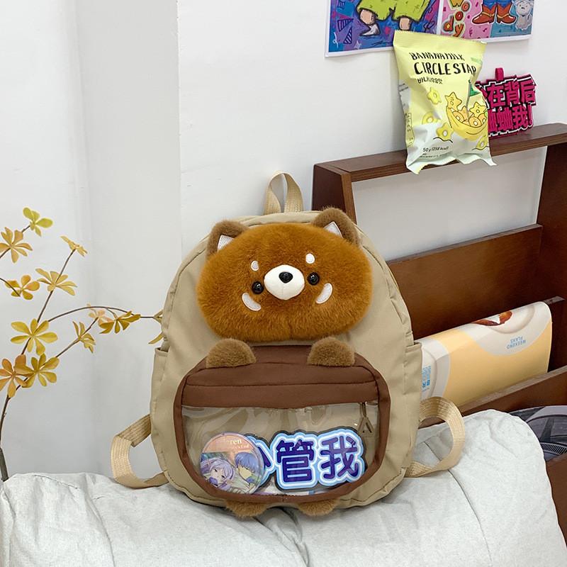 Plush Little Raccoon Cartoon Backpack With Large Capacity For Use Students