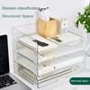 Simple Style Multi-use Sturdy Storage Box Desktop File Organizer Stackable Storage Tray A4 Papers Rack Stationery Box Book Shelf