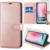 Protective Case for Samsung Galaxy A24 - BOOLING - Elegant Leather Effect - Pink - 2 Tempered Glass