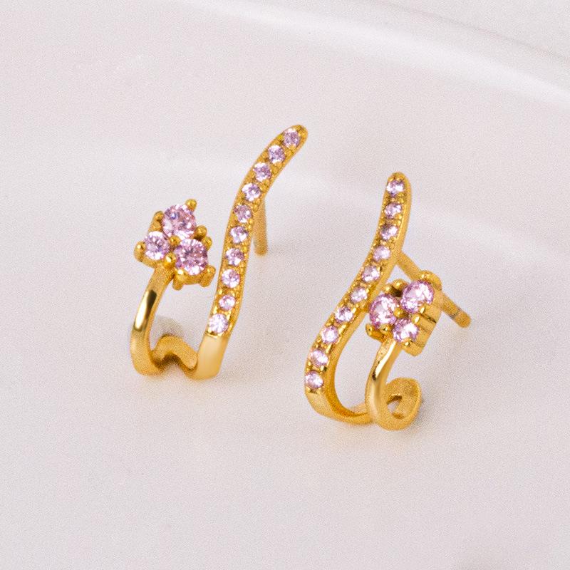 Banyan Tree S925 Silver U-Shape Diamond Luxury Earrings for Women - Korean Niche Cold Style