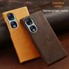 Honor 90 Pro Genuine Leather Half-Cover Phone Case Crafted from Crazy Horse Leather for Ultimate Protection and Style.