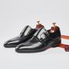 Pointed New British Style Double Buckle Monk Monk Shoes Men's Formal Leather Shoes Leather Office