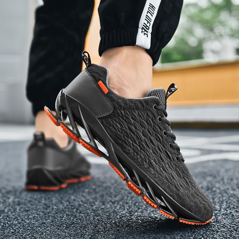 Summer New Korean Version Fashion Couple Running Shoes Flying Woven Fish Scale Blade Large Size Sports Shoes Trendy Men's Shoes