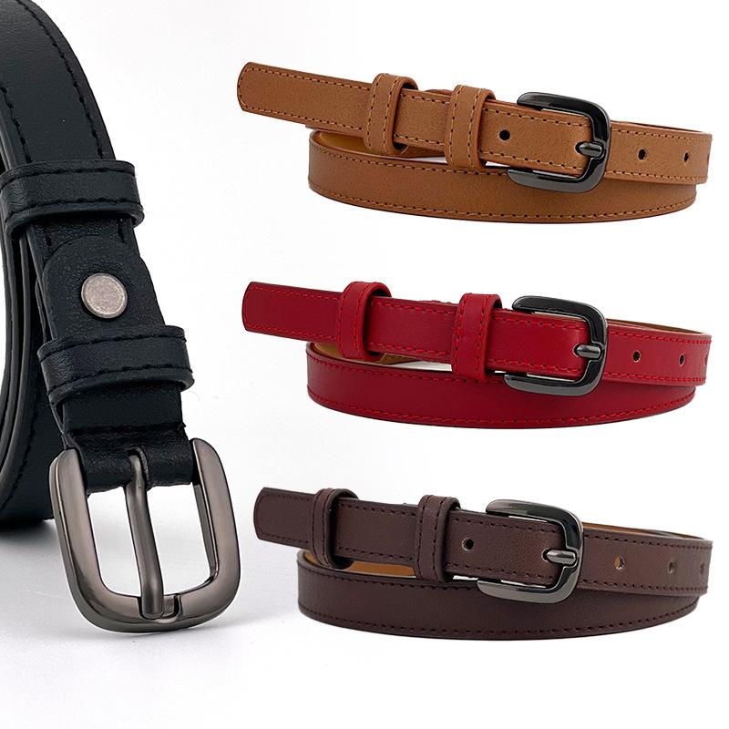Womens Cowhide Trendy Belt With Alloy Buckle For Daily Office And Casual Outfits