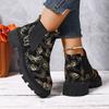 Large Size Printed Martin Boots Women's Autumn and Winter New European and American Style One-pedal Chelsea Women's Boots