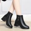 Shoes Autumn and Winter Cotton Shoes New Thick Heel Short Boots Women's Velvet Leather Shoes Soft Leather Soft Sole Fashion Boots