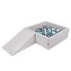 Foam Playground for Kids with Square Ballpit (200 Balls Balls 7cm/2.75in), Lightgrey:grey/white/turquoise