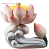 2pcs Chinese Ceramic Lotus Lamp Household Prayer Candlestick Decorations for Buddhist Temples Feng Shui Buddhism
