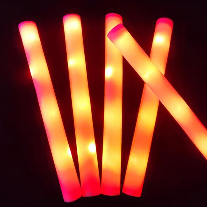 6Pcs Colorful Led Glow Sticks Rgb Led Glow Foam Stick Cheer Tube Dark Light Birthday Wedding Party Supplies