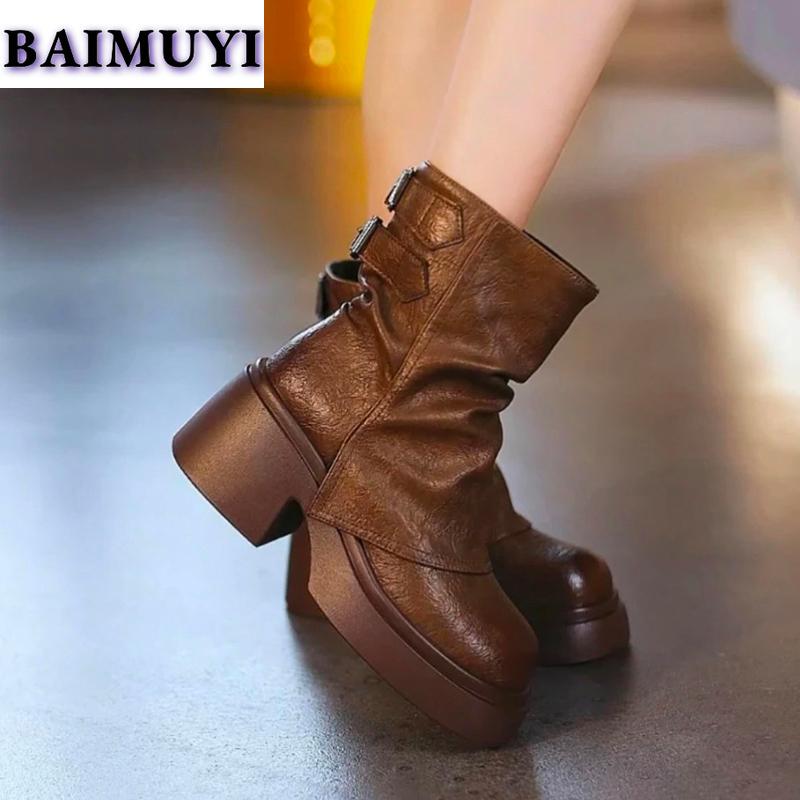 Platform High Heels Women Ankle Boots Fashion Shoes 2025 Trend Winter New Goth Chunky Chelsea Boots Leisure Pumps Mujer Botas