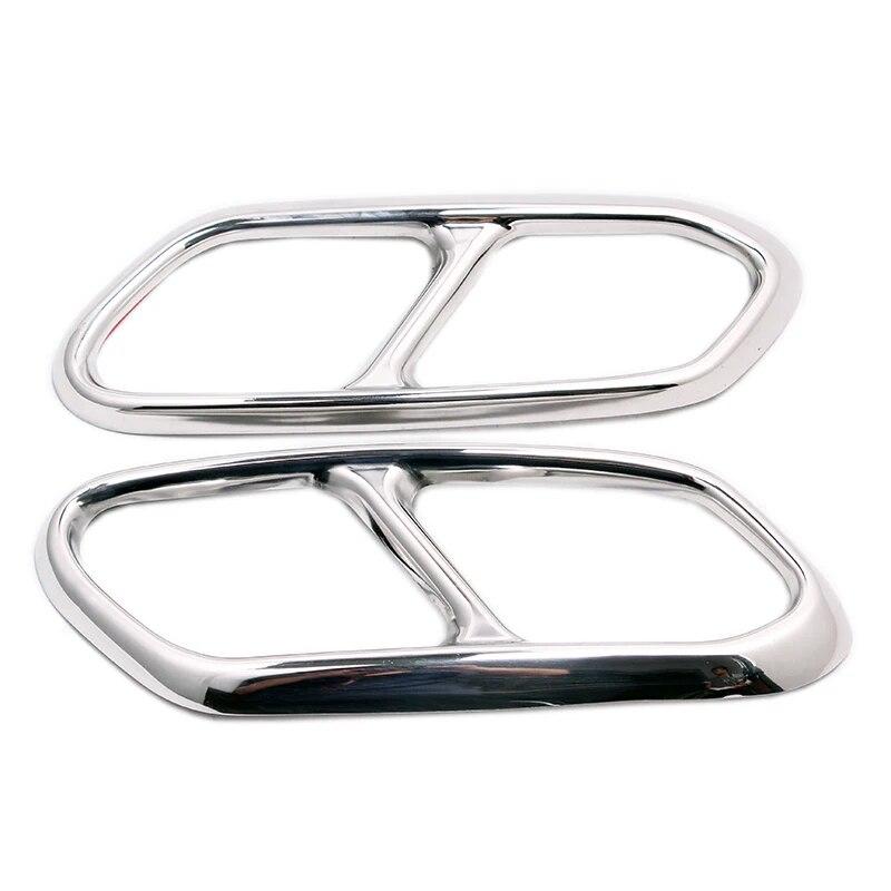 For VOLVO XC60 2018   Car Rear Exhaust Tail Pipe Cover Trim Muffler Stainless Steel Accessories 2pcs