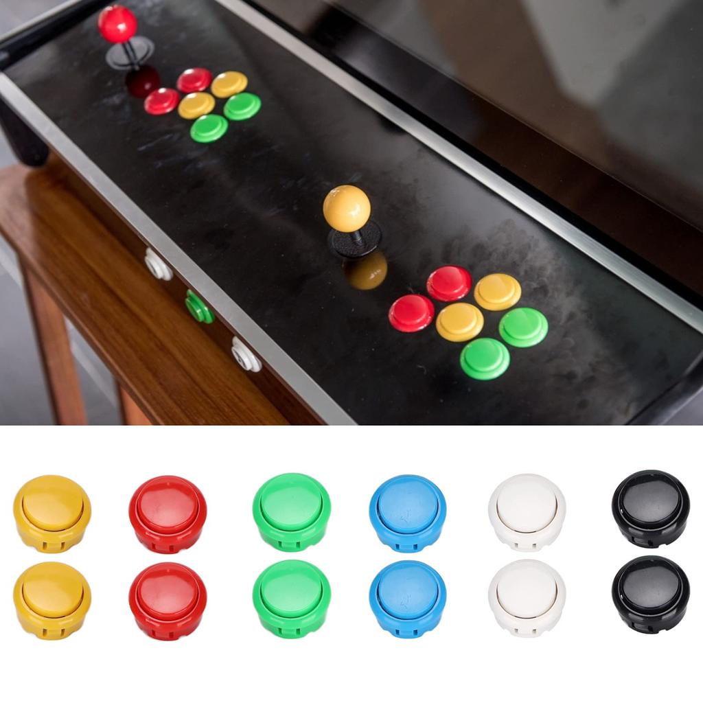 12 Arcade Joystick Game Console Buttons with Durable 30mm Replacement Buttons and Snap-in Mounting for MadCatz Joysticks