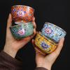 Handmade Enameled Master's Cup Cloisonné with Ten Thousand Flowers Pattern Jian Zhan Style Ceramic Tea Cup