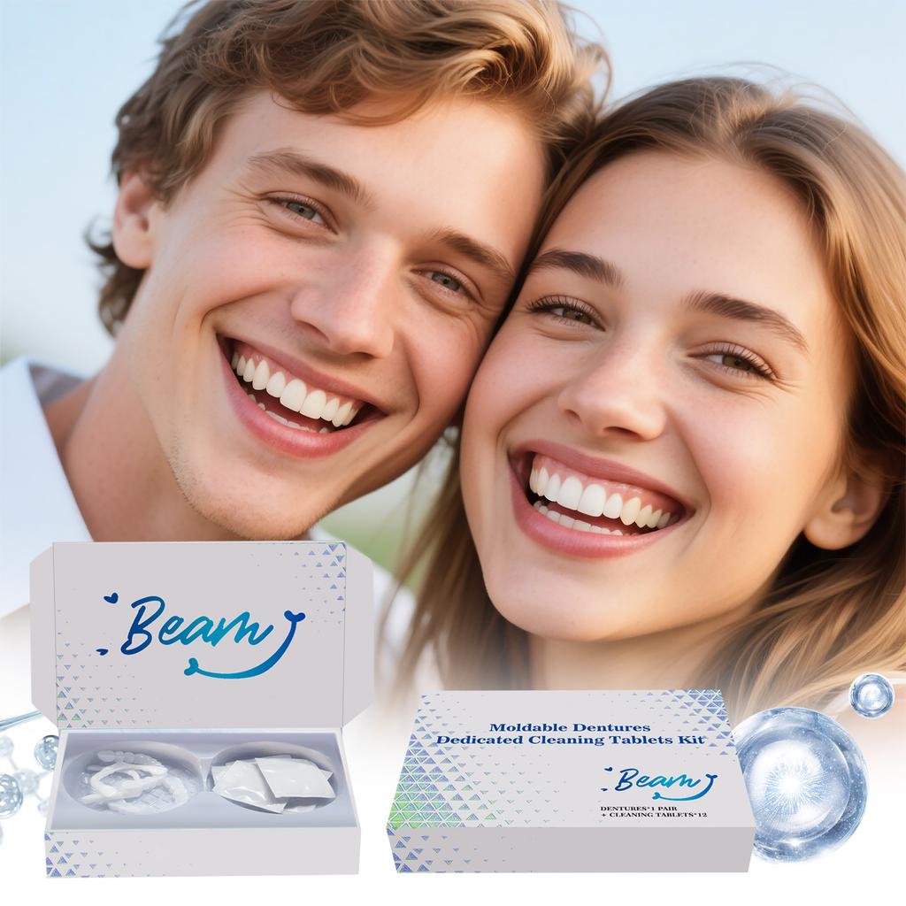 Denture Set With Cleaning Tablets Confident Smile Enhance The Aesthetics Of Your Smile Comfortable Material Dentures