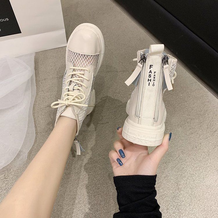 Female Ankle Boots Combat Footwear Mesh Booties Punk Style White Sandals Short Shoes For Women Chic Point Hot And Low Price With