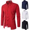 Mens Long Sleeve Button Down Blouse Formal Business Work Slim Fit T Shirts Tops