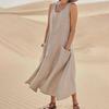 Summer Sleeveless Pocket Dress: 19 Colors, European/American Style, Cotton & Linen Blend
