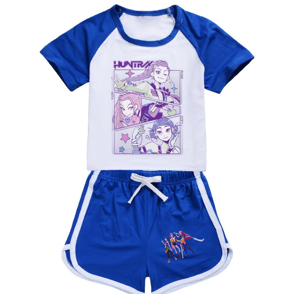 Kids Summer Sport T-Shirt And Shorts 2 Piece Outfit Tracksuit Set Short Sleeve Print Crop Tops With Clothing Set
