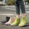 All Season Black Rain Booties Non-slip Rubber Water Shoes for Women Designer Faux Zipper Rainboots Shoes Female Jelly Rainshoes