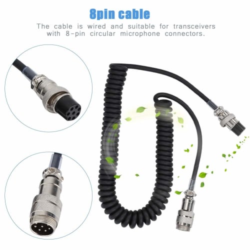 8-pin Coiled Microphone Cable, 8-Core, Convenient 8-Pin Coiled Extension Microphone Cord, Male To Female Cable