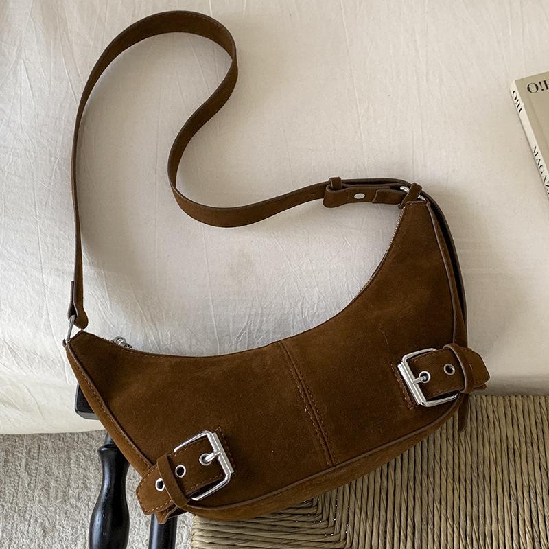 2025 Autumn New Korean Version Niche Sweet and Spicy Style Underarm Dumpling Bag Retro Crescent Moon Bag High Value Shoulder Bag