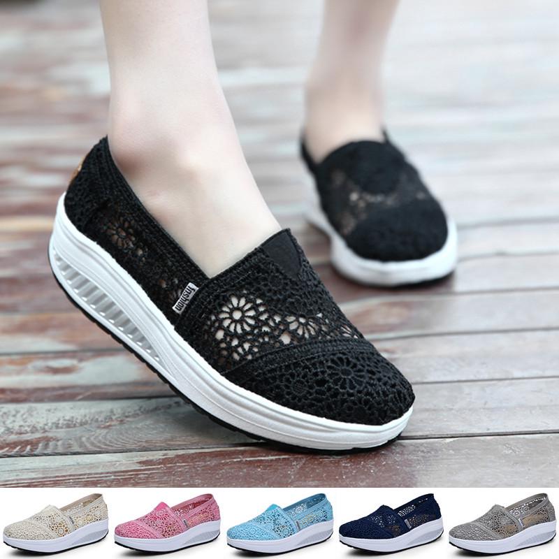 Summer Fashion Women's Thick-soled Breathable Mesh Non-slip Sports Fitness Rocker Ladies Sneakers Walking Shake Casual Shoes