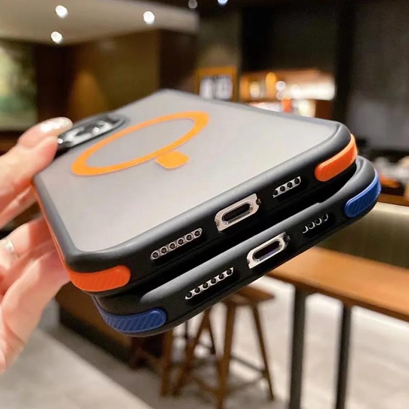 Luxury Matte Translucent Armor Case For iPhone 16 15 14 13 12 11 Pro Max Plus Magsafe Magnetic Wireless Charging Shockproof Cover